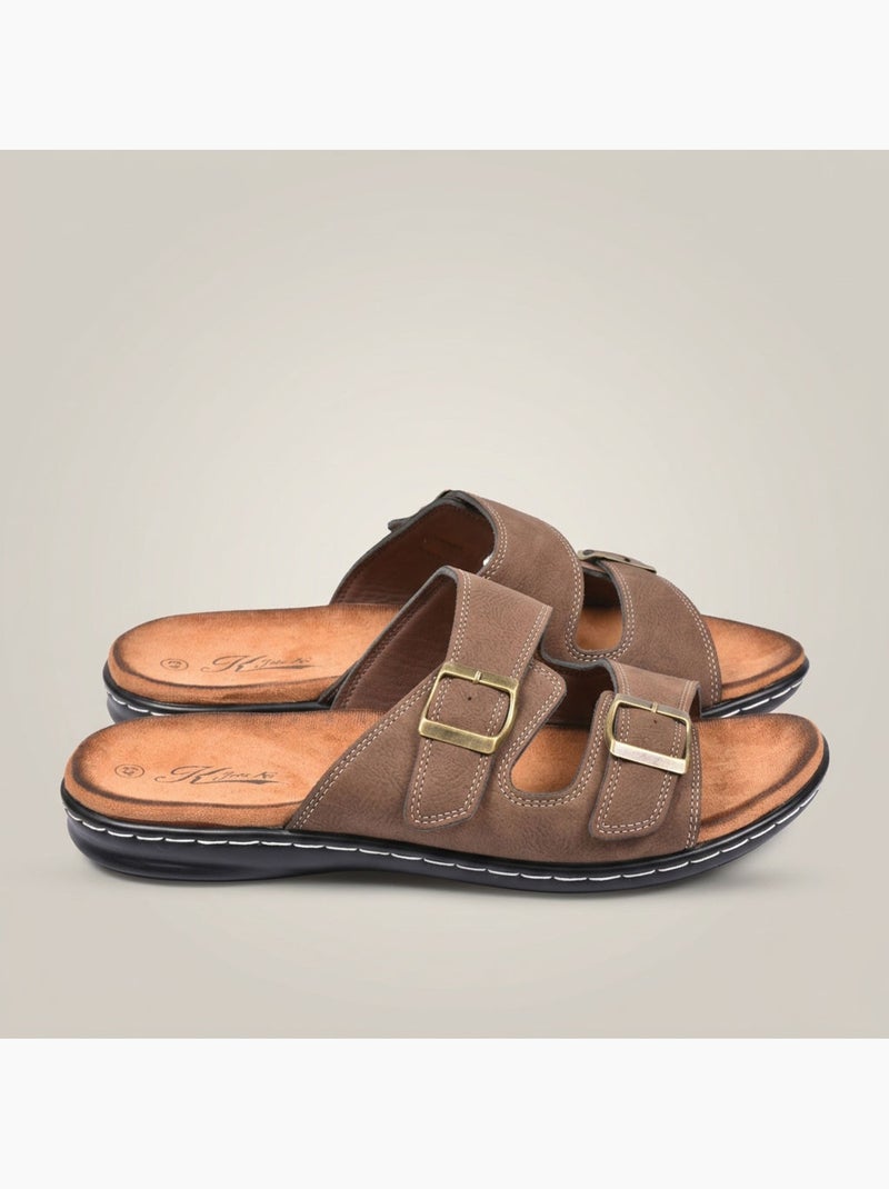 Sandalias hombre OZABI hebillas regulables confort verano(63 caracteres) Marrón - Kiabi