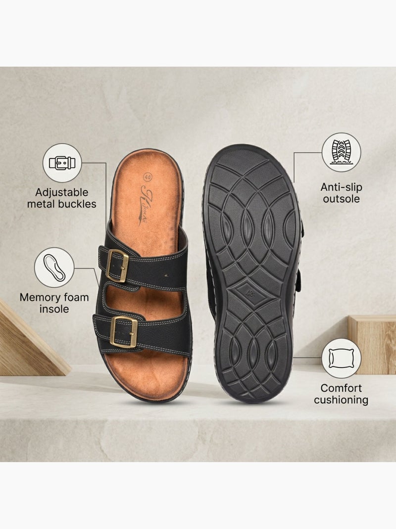 Sandalias hombre OZABI hebillas regulables confort verano(63 caracteres) Negro - Kiabi