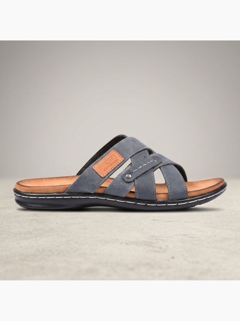 Sandalias hombre tiras cruzadas comfort memoria de forma OZABI Azul - Kiabi