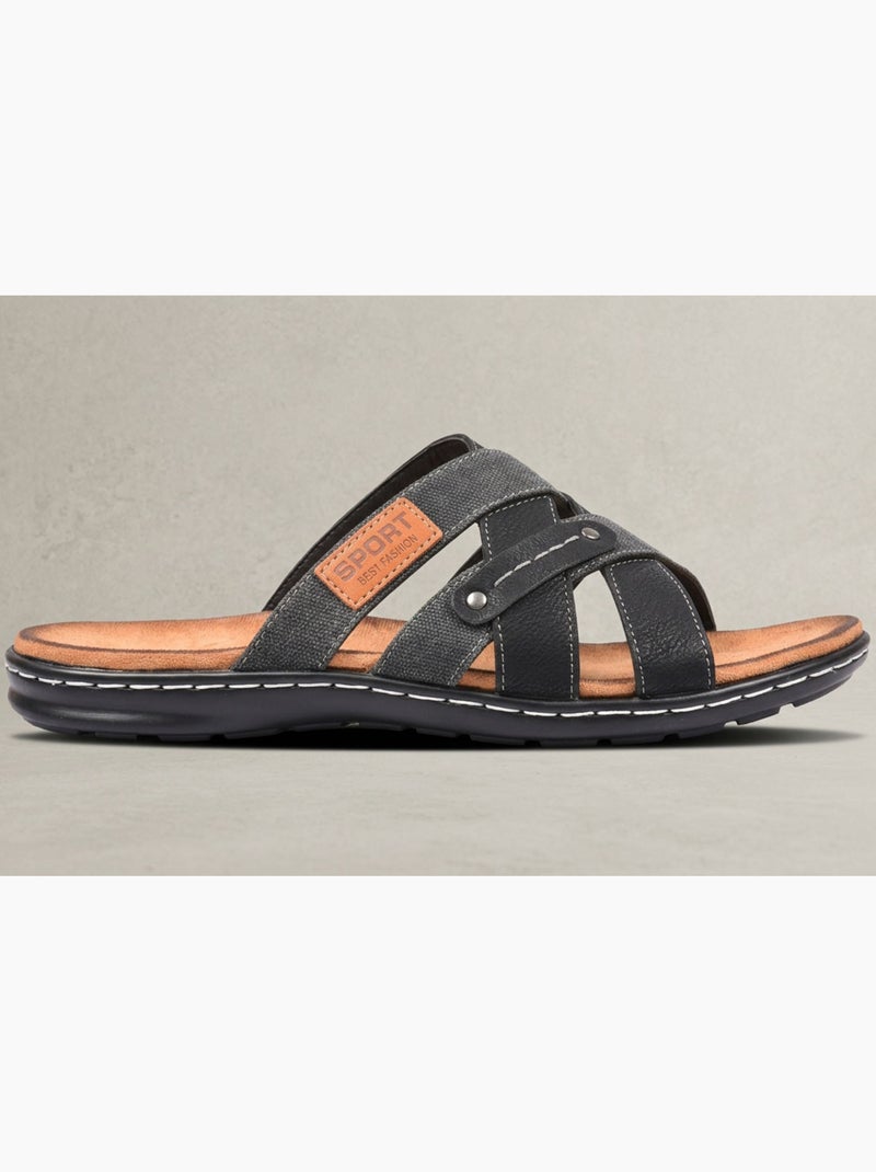 Sandalias hombre tiras cruzadas comfort memoria de forma OZABI Negro - Kiabi