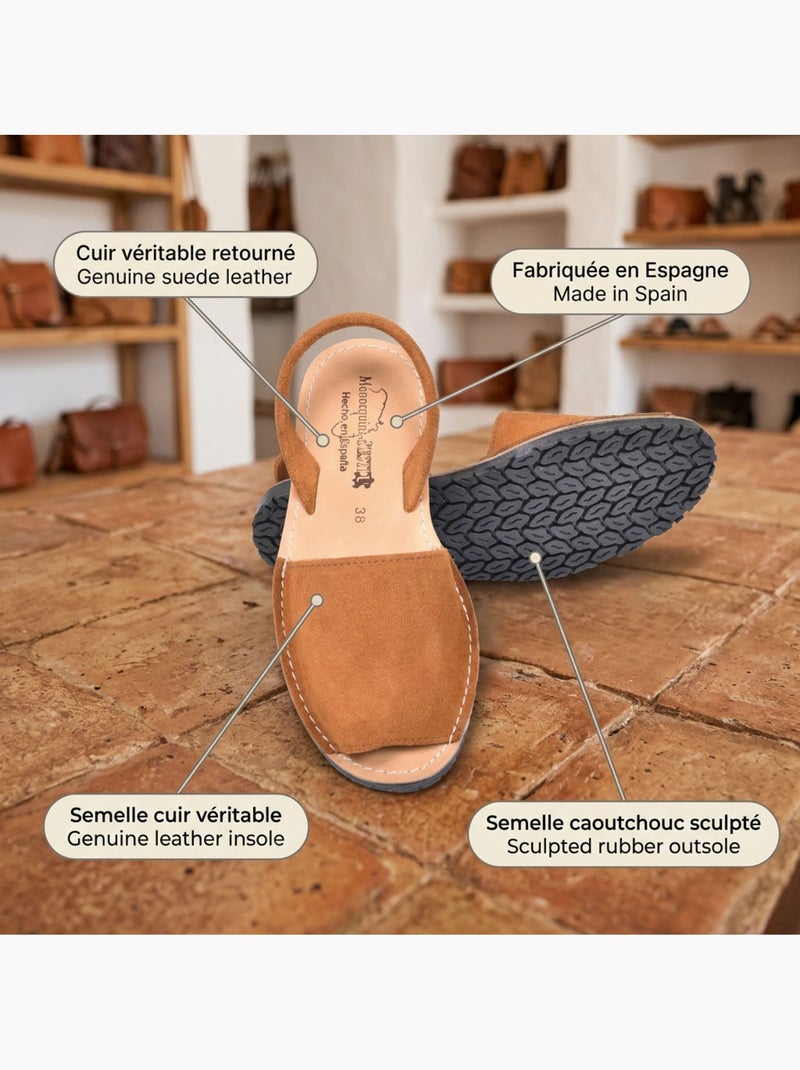 Sandalias Menorquinas Cuero Genuino España OZABI Camel - Kiabi
