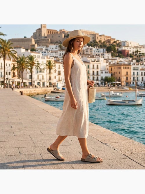 Sandalias Mule 2 Hebillas Nubuck Negro Beige Camel OZABI - Kiabi