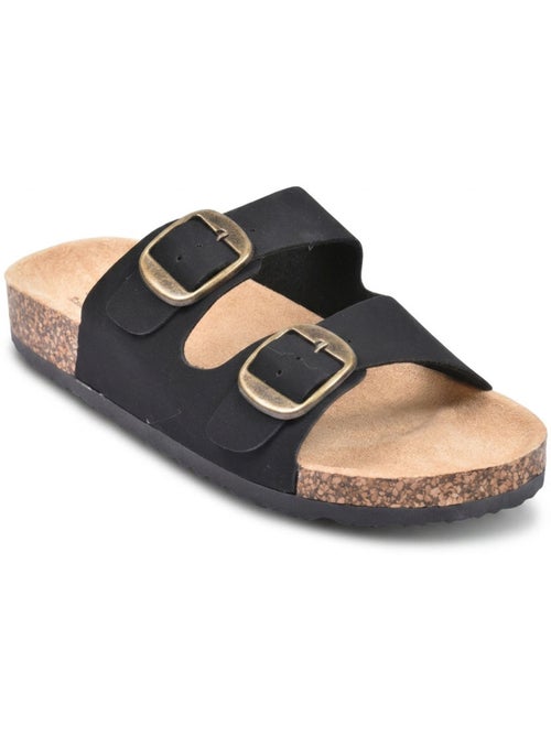 Sandalias Mule OZABI 2 Hebillas Nubuck Negro Beige Camello - Kiabi