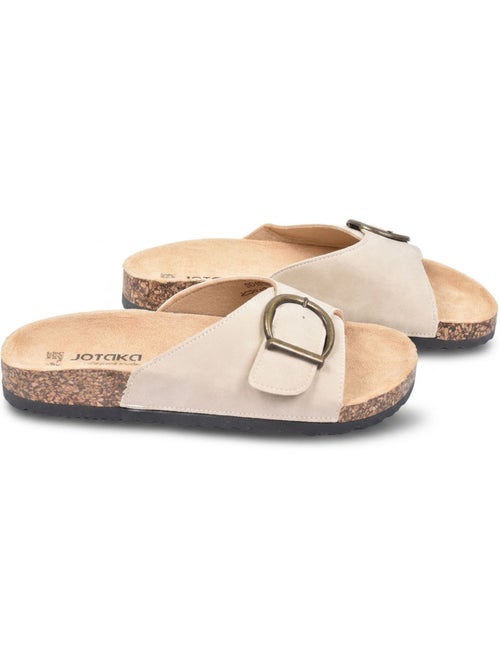 Sandalias Mule OZABI Nubuck Hebilla Redonda Negro Beige - Kiabi Sandalias Mule OZABI Nubuck Hebilla Redonda Negro Beige - Kiabi