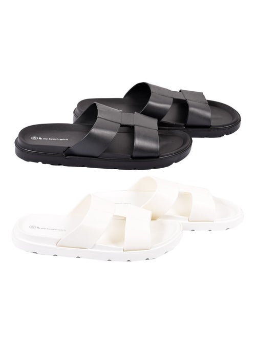 Sandalias Mules CROISÉE Pack de 2 - Kiabi Sandalias Mules CROISÉE Pack de 2 - Kiabi