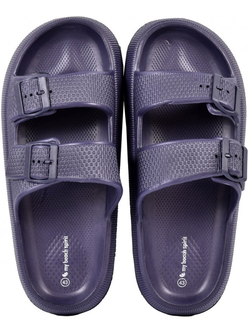 Sandalias mules EVA con hebilla Azul marino - Kiabi