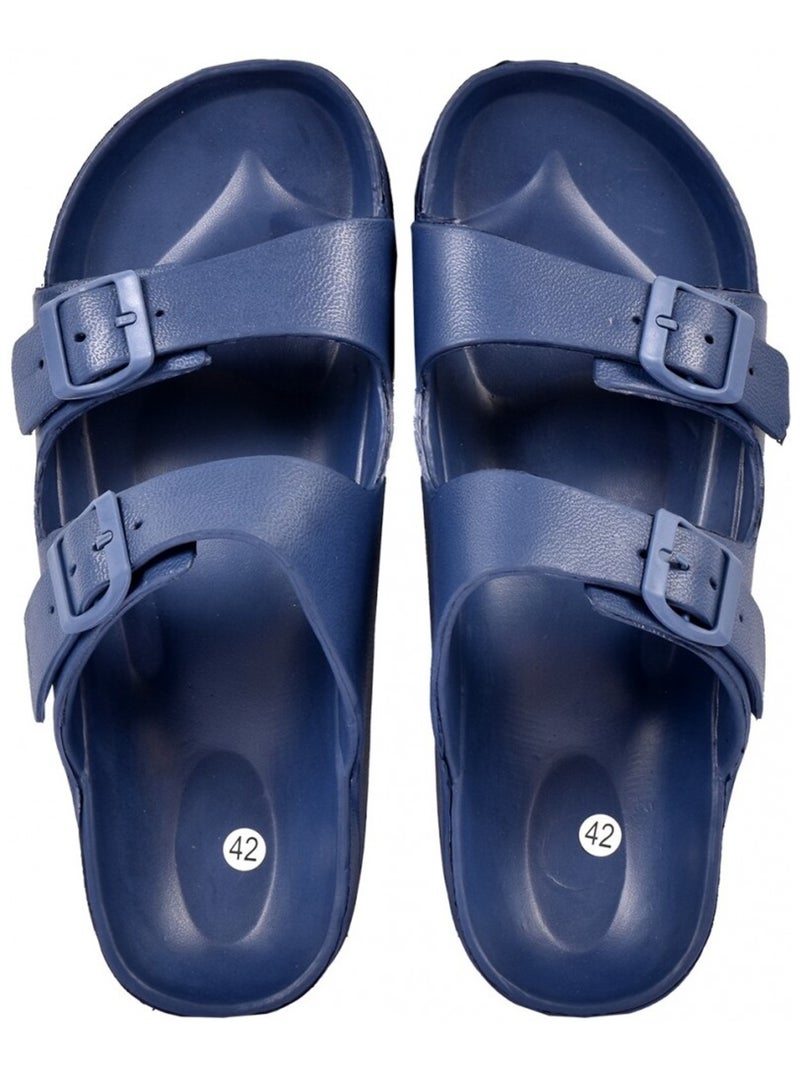 Sandalias mules EVA con hebilla Azul marino - Kiabi