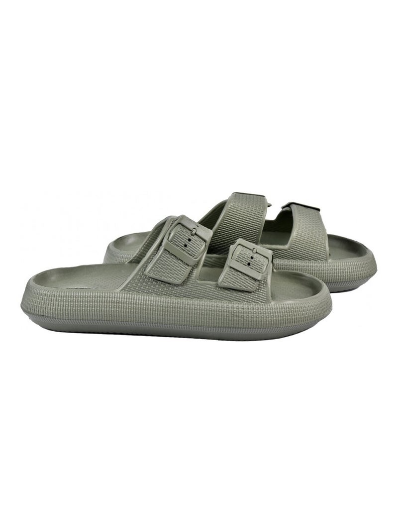 Sandalias mules EVA con hebilla Caqui - Kiabi