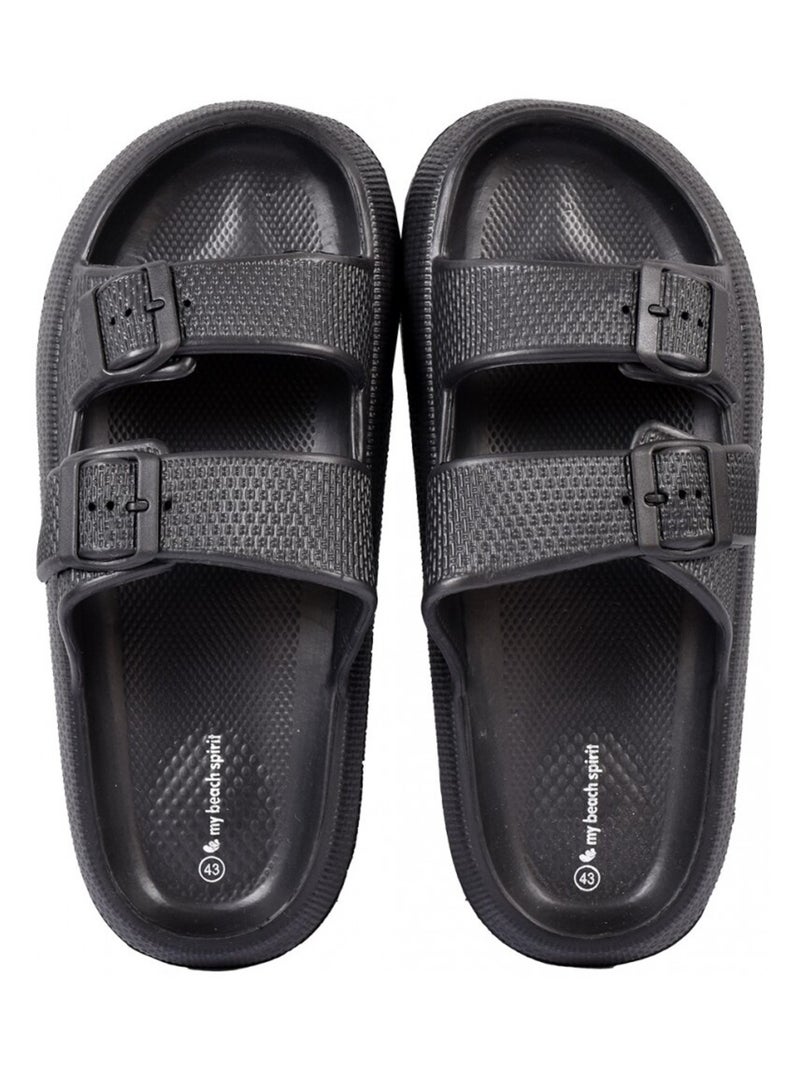 Sandalias mules EVA con hebilla Negro - Kiabi