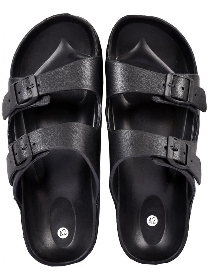 Sandalias mules EVA con hebilla Negro - Kiabi