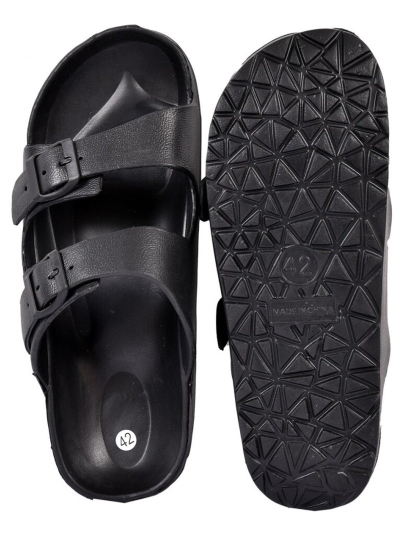 Sandalias mules EVA con hebilla Negro - Kiabi