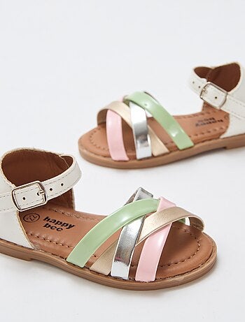 Sandalias multicolores con múltiples tiras
