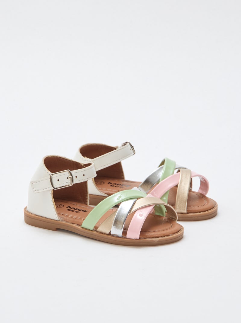 Sandalias multicolores con múltiples tiras Blanco - Kiabi