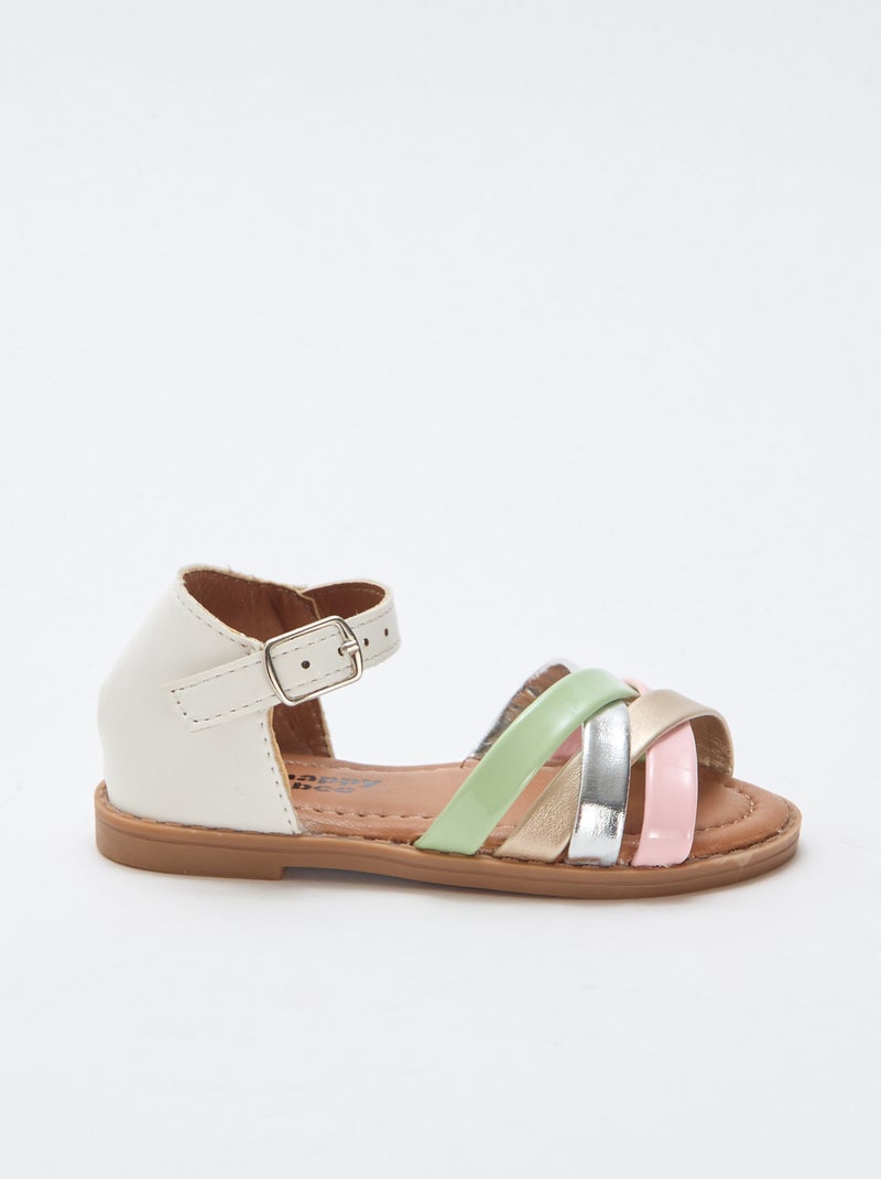 Sandalias multicolores con múltiples tiras Blanco - Kiabi