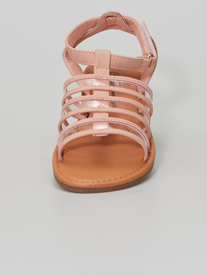 Sandalias multitiras de material sintético rosa - Kiabi