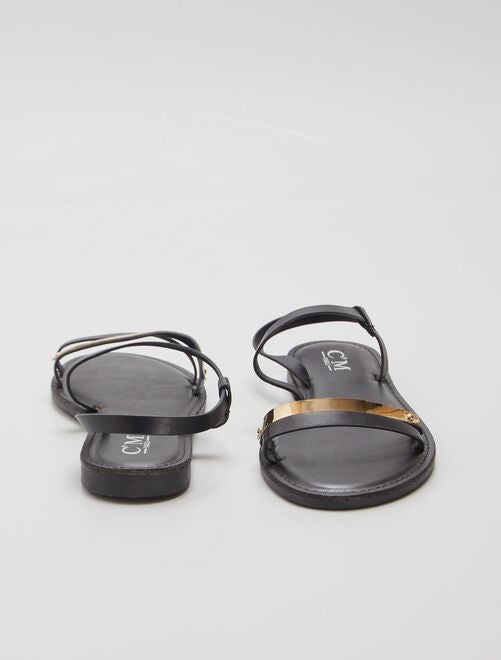 Sandalias negras con detalle dorado - Kiabi