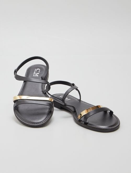 Sandalias negras con detalle dorado - Kiabi