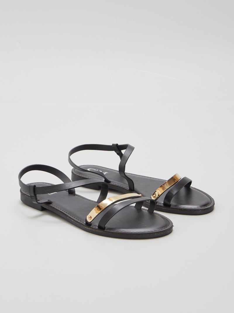Sandalias negras con detalle dorado NEGRO - Kiabi