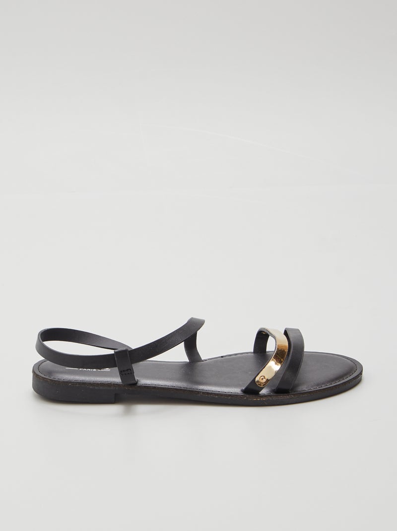 Sandalias negras con detalle dorado NEGRO - Kiabi