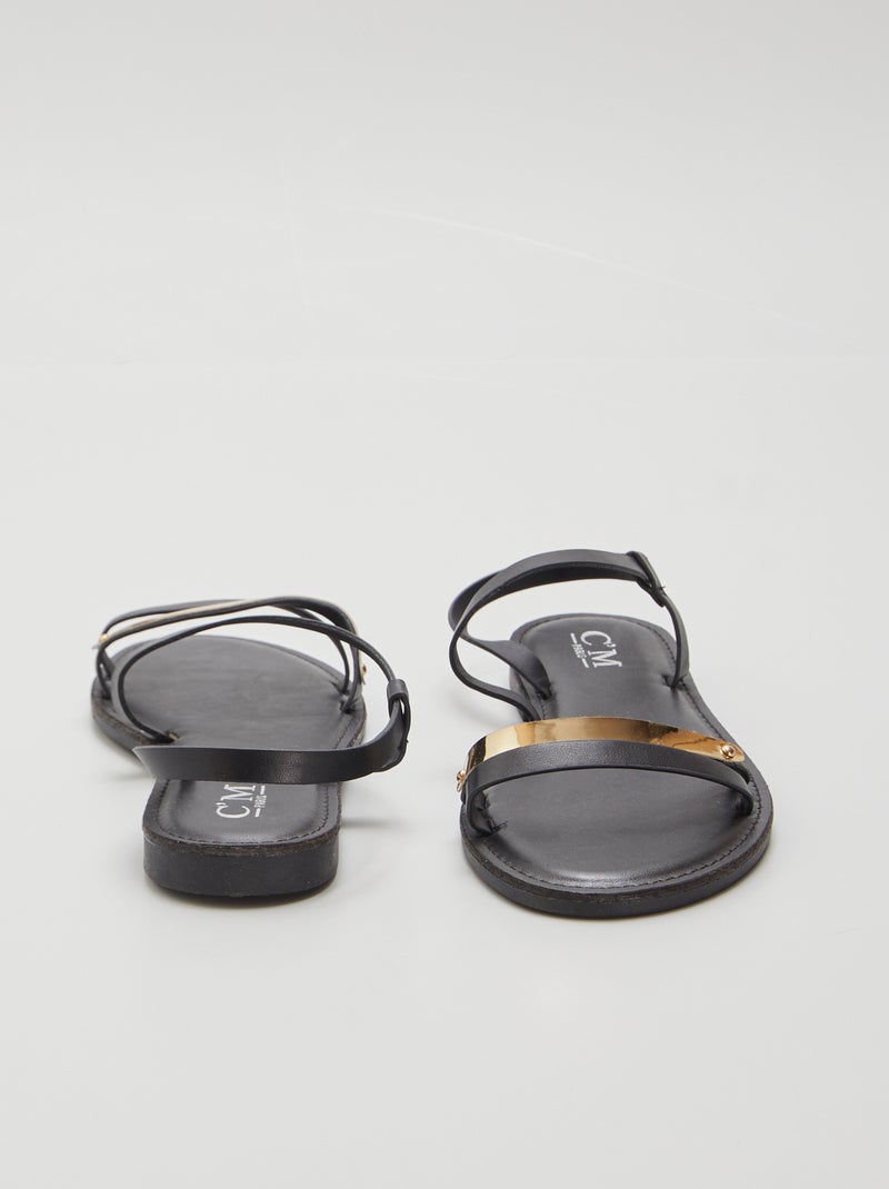 Sandalias negras con detalle dorado NEGRO - Kiabi