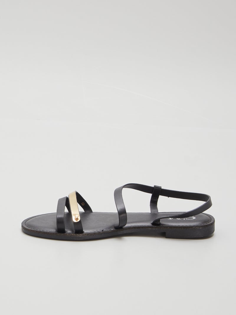 Sandalias negras con detalle dorado NEGRO - Kiabi