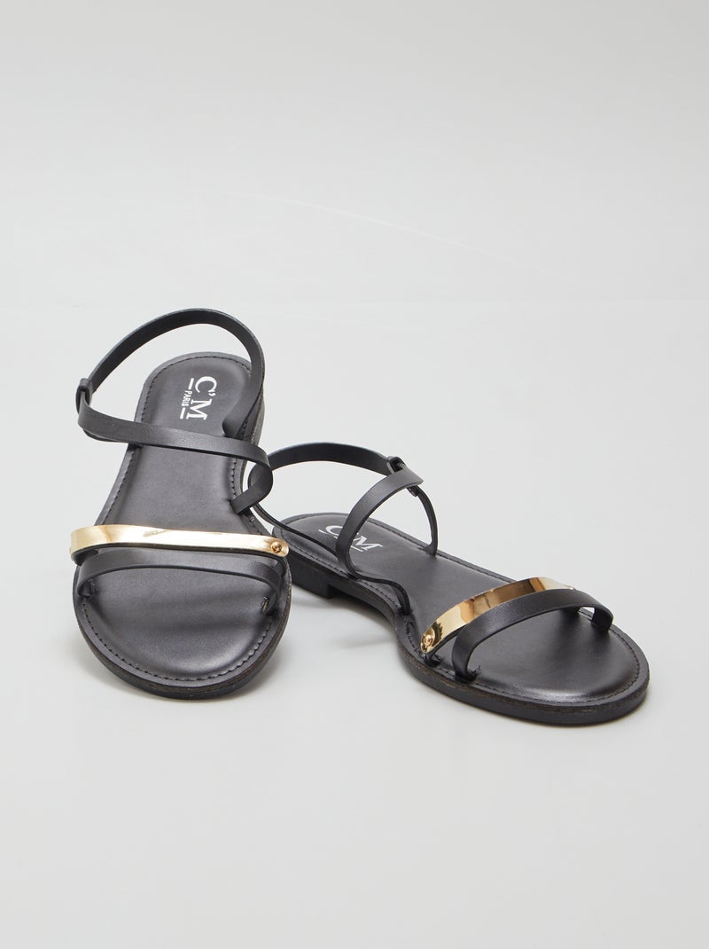Sandalias negras con detalle dorado NEGRO - Kiabi