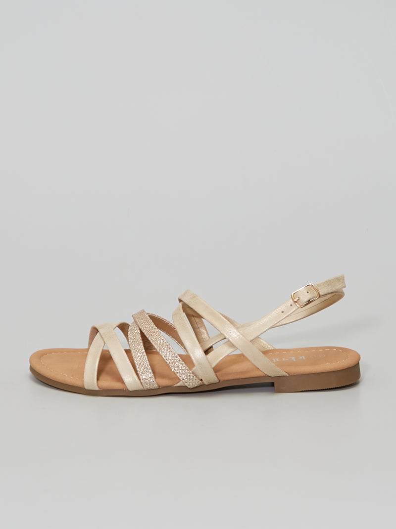 Sandalias planas beige oscuro - Kiabi