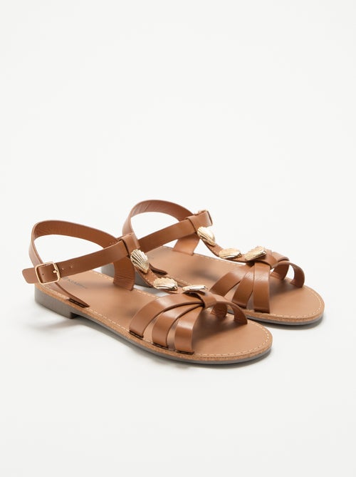 Sandalias planas con abalorios de conchas de fantasía - Kiabi