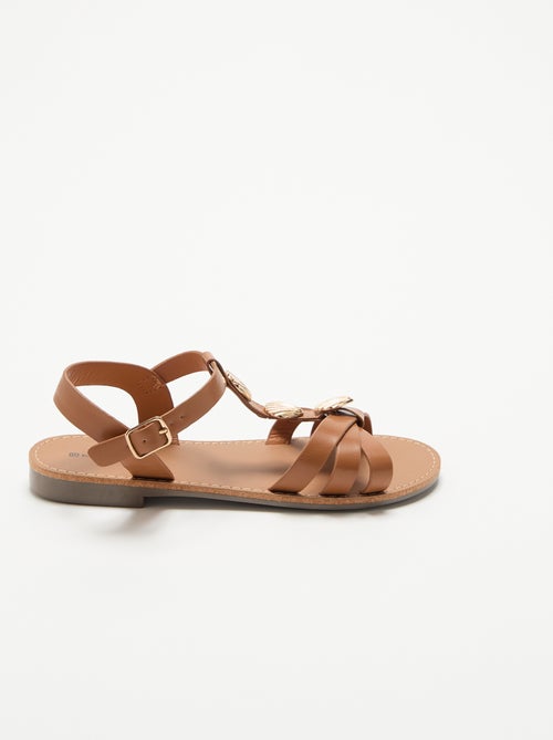 Sandalias planas con abalorios de conchas de fantasía - Kiabi