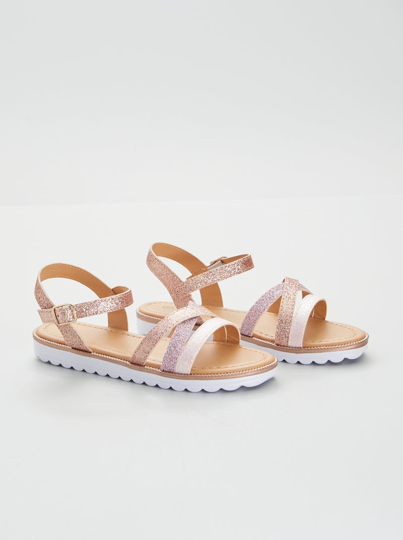 Sandalias planas con brillos ROSA - Kiabi