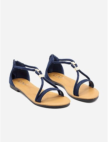 Sandalias planas con cremallera
