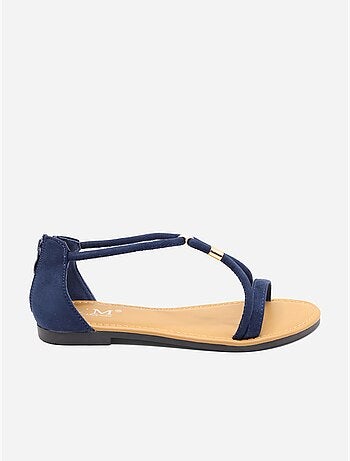 Sandalias planas con cremallera