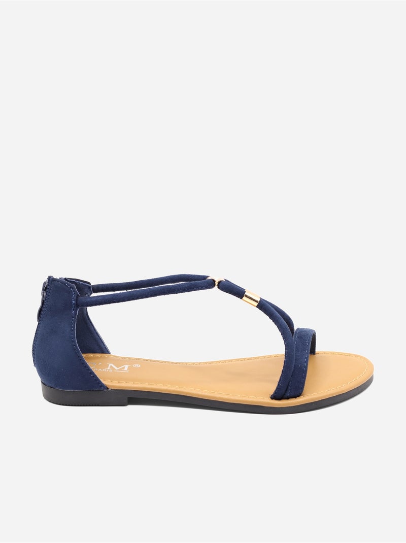 Sandalias planas con cremallera Azul - Kiabi