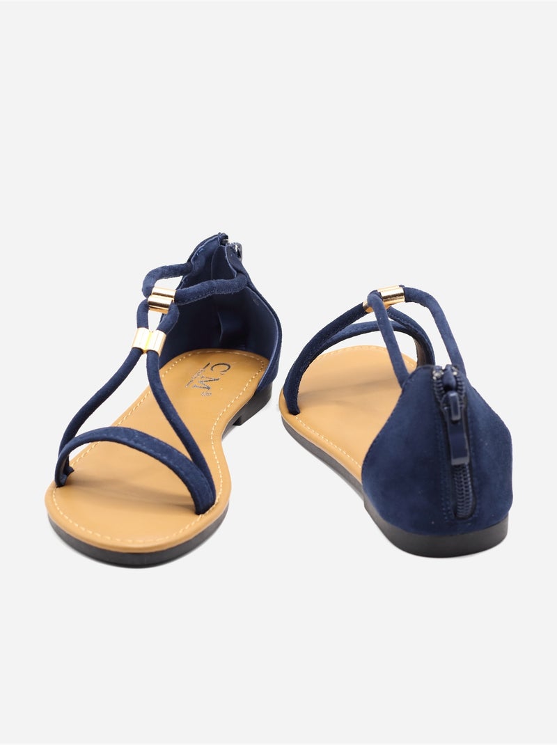 Sandalias planas con cremallera Azul - Kiabi