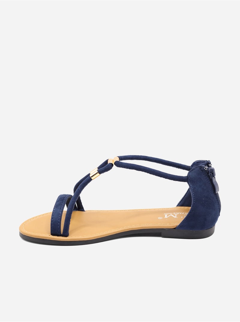 Sandalias planas con cremallera Azul - Kiabi
