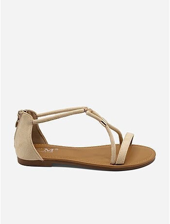 Sandalias planas con cremallera