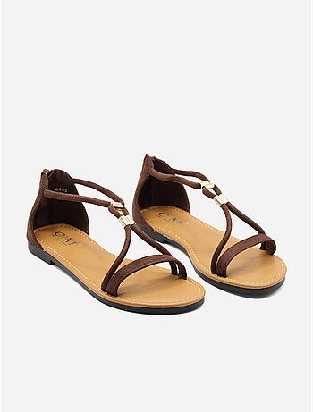 Sandalias planas con cremallera