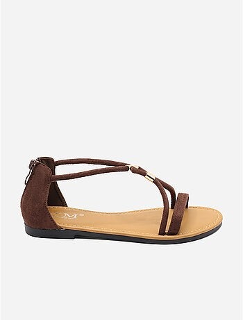 Sandalias planas con cremallera