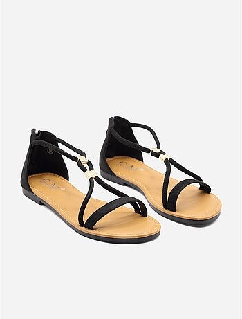 Sandalias planas con cremallera