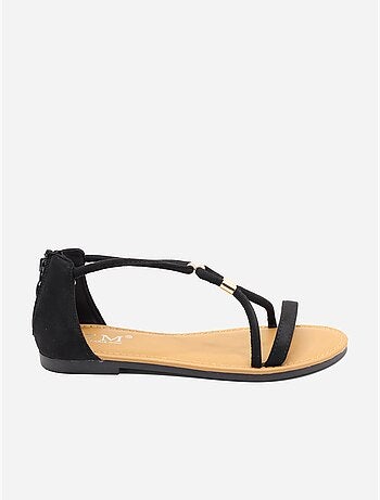 Sandalias planas con cremallera