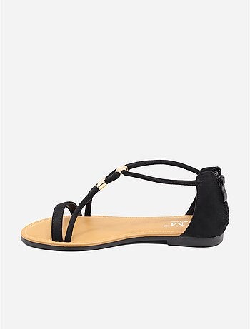 Sandalias planas con cremallera