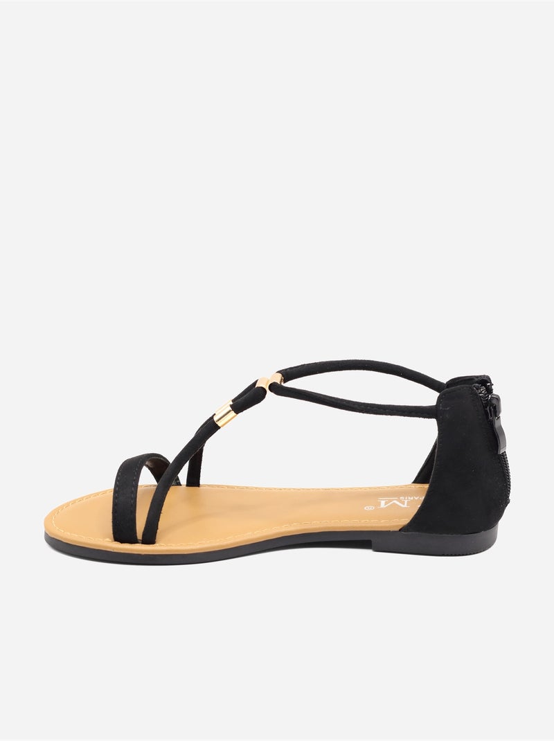 Sandalias planas con cremallera Negro - Kiabi