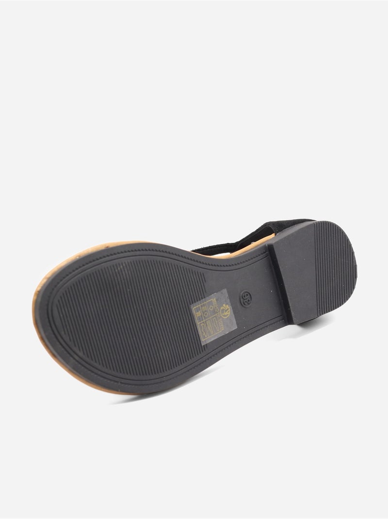 Sandalias planas con cremallera Negro - Kiabi