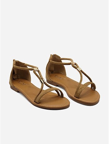Sandalias planas con cremallera