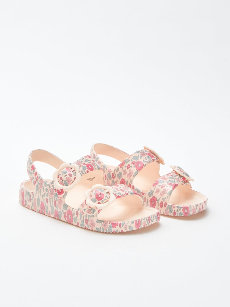 Sandalias planas con detalles de flores PURPURA - Kiabi