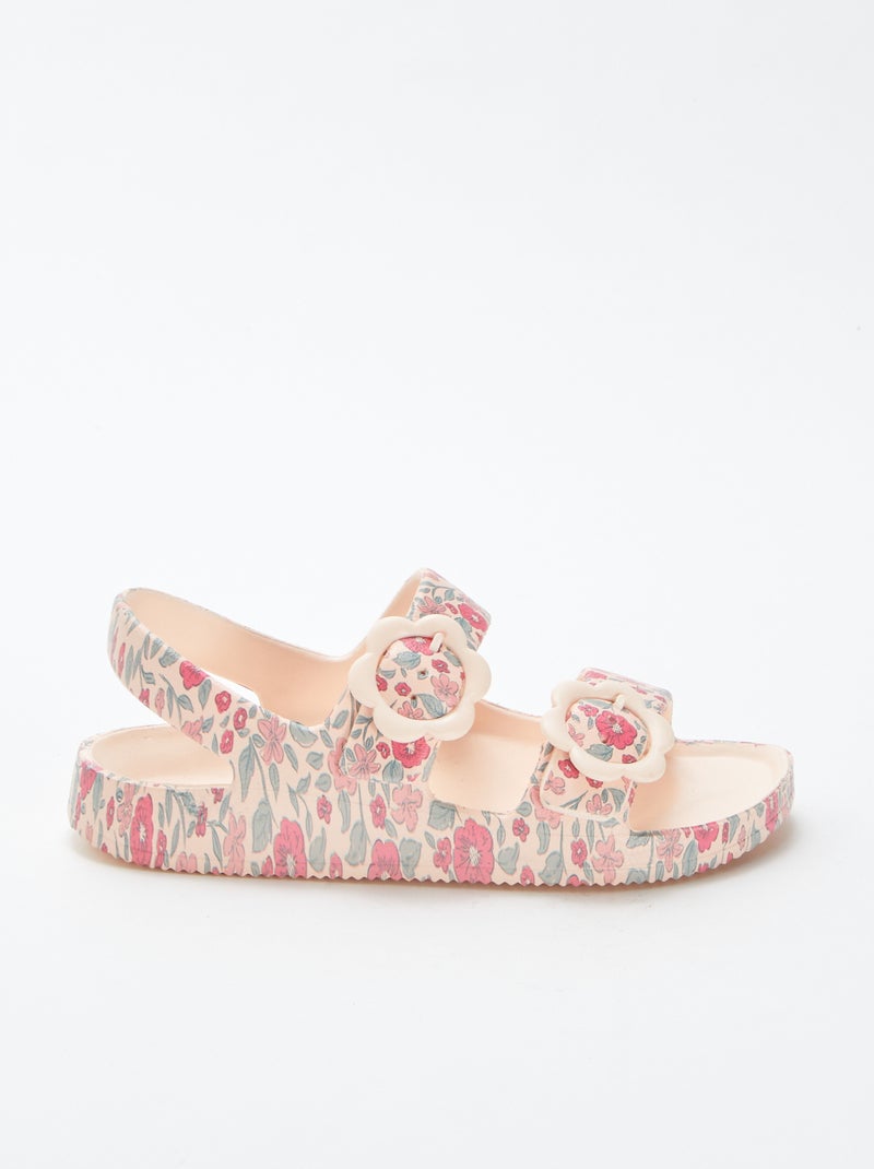 Sandalias planas con detalles de flores PURPURA - Kiabi