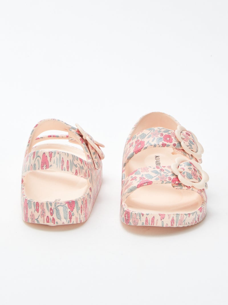 Sandalias planas con detalles de flores PURPURA - Kiabi
