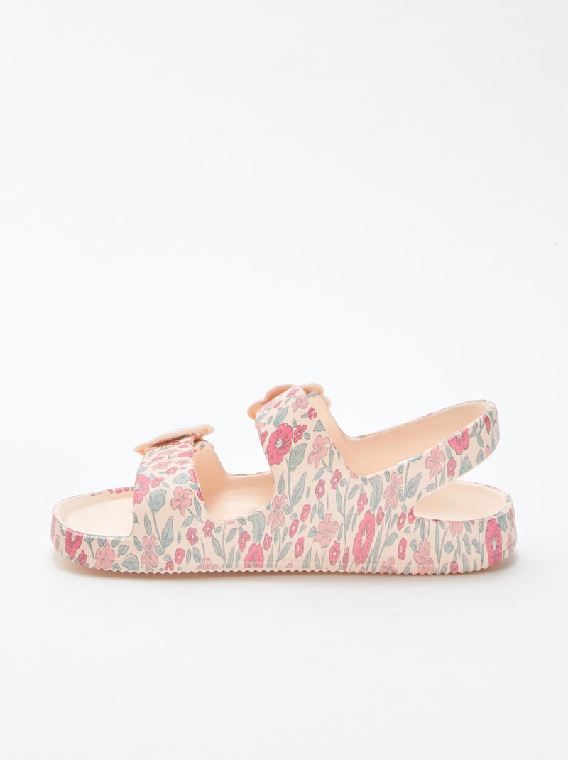 Sandalias planas con detalles de flores PURPURA - Kiabi