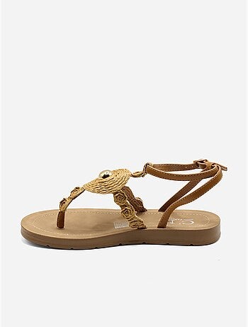 Sandalias planas con detalles de perlas