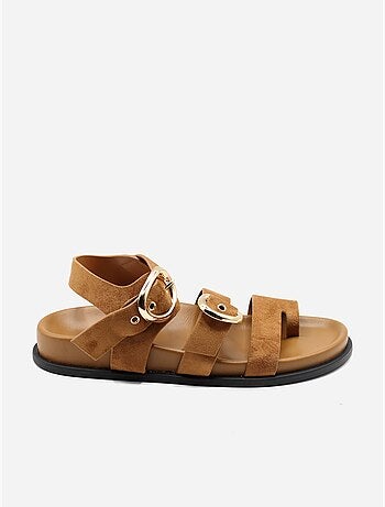 Sandalias planas con efecto ante